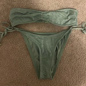 Green glittery Triangl bikini set.